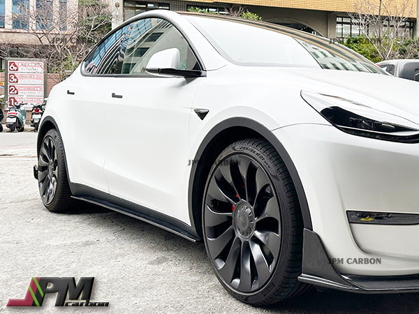 DP Style Carbon Fiber Side Skirt Add-on Lips Fits For 2020-2024 Tesla Model Y Only