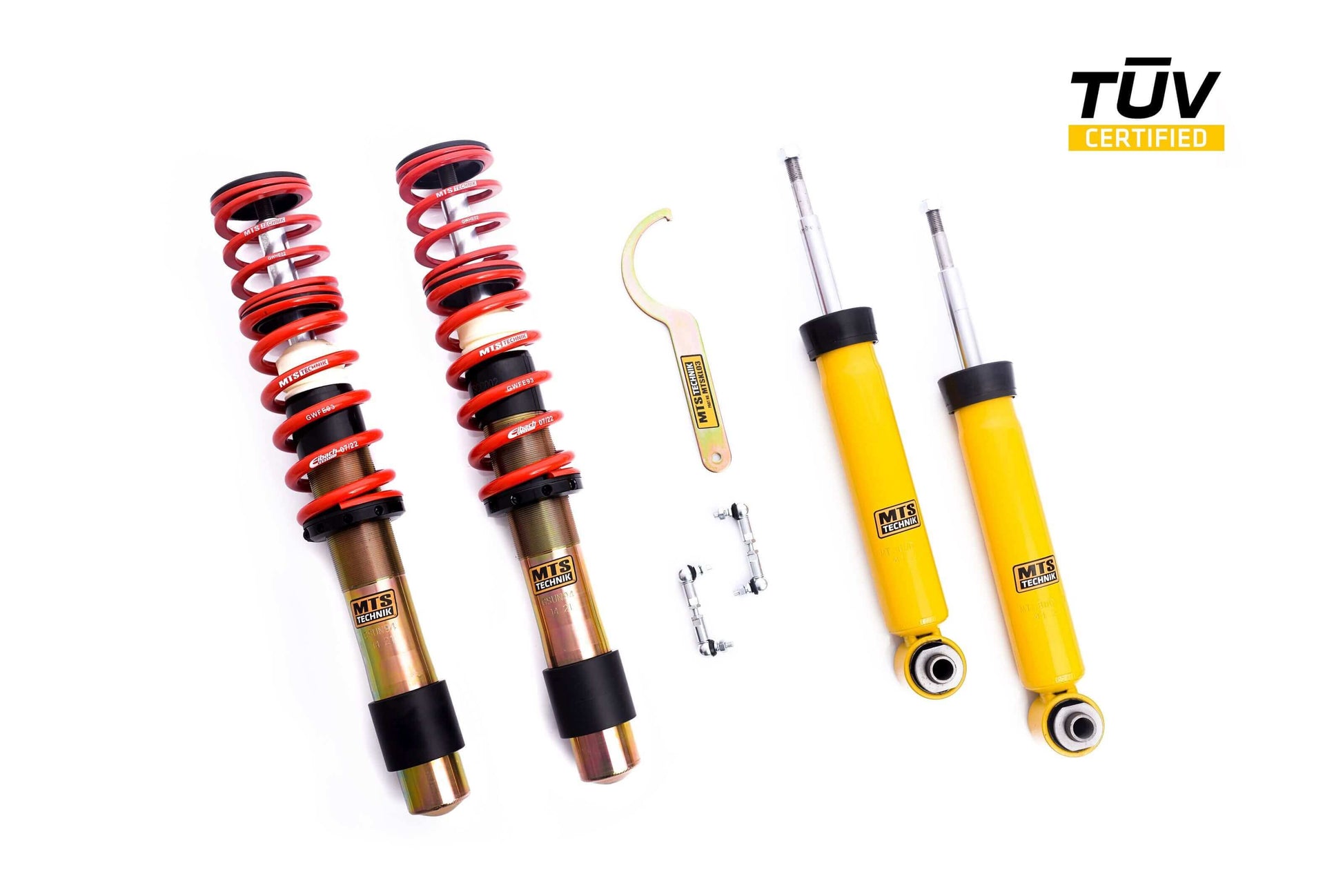 MTS Technik Stance Series Coilover Kit - Without Front Top Mount, Gold Housing for 2010 BMW 535i (E61)