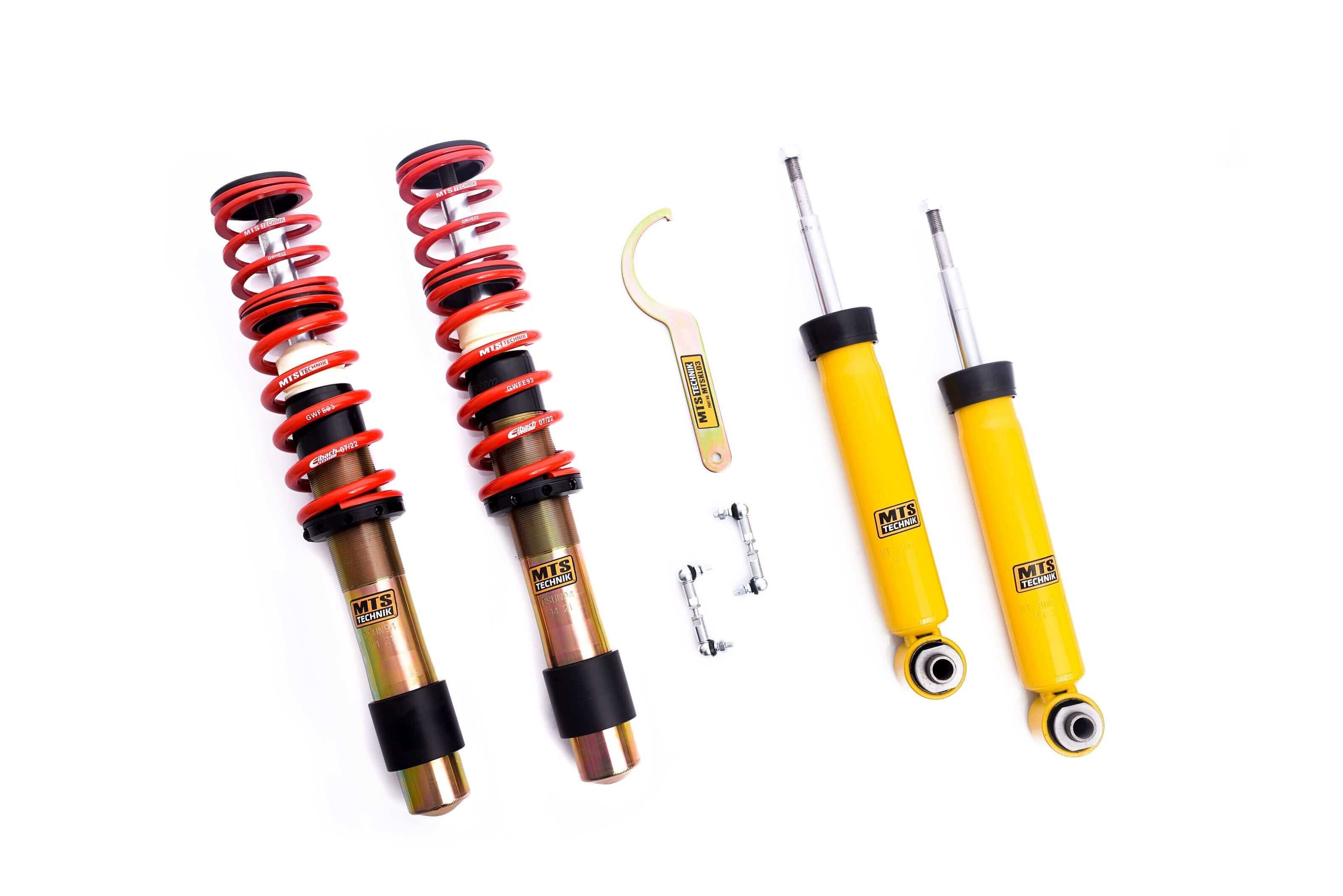 MTS Technik Street Series Coilover Kit - Without Front Top Mount, Gold Housing, With Nivo for 2010 BMW 535i (E61)