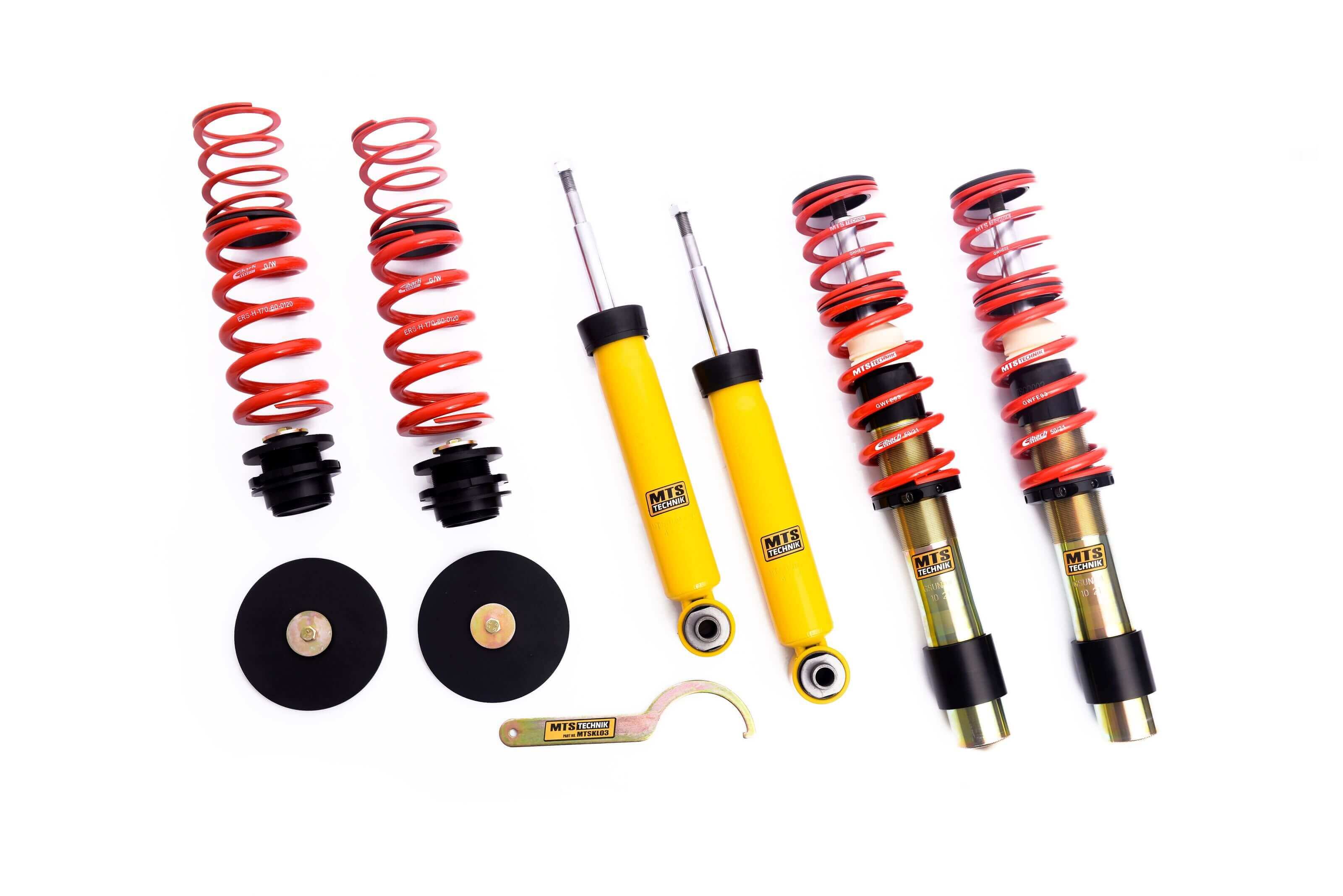 MTS Technik Street Series Coilover Kit - Without Front Top Mount, Gold Housing, With and Without Nivo for 2010 BMW 535i (E61)