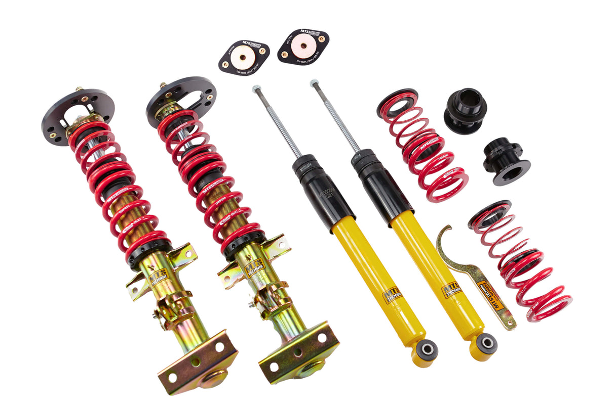 MTS Technik Street Series Coilover Kit - With Front and Rear Top Mount, Gold Housing for 1992-1999 BMW 323i (E36/E46)