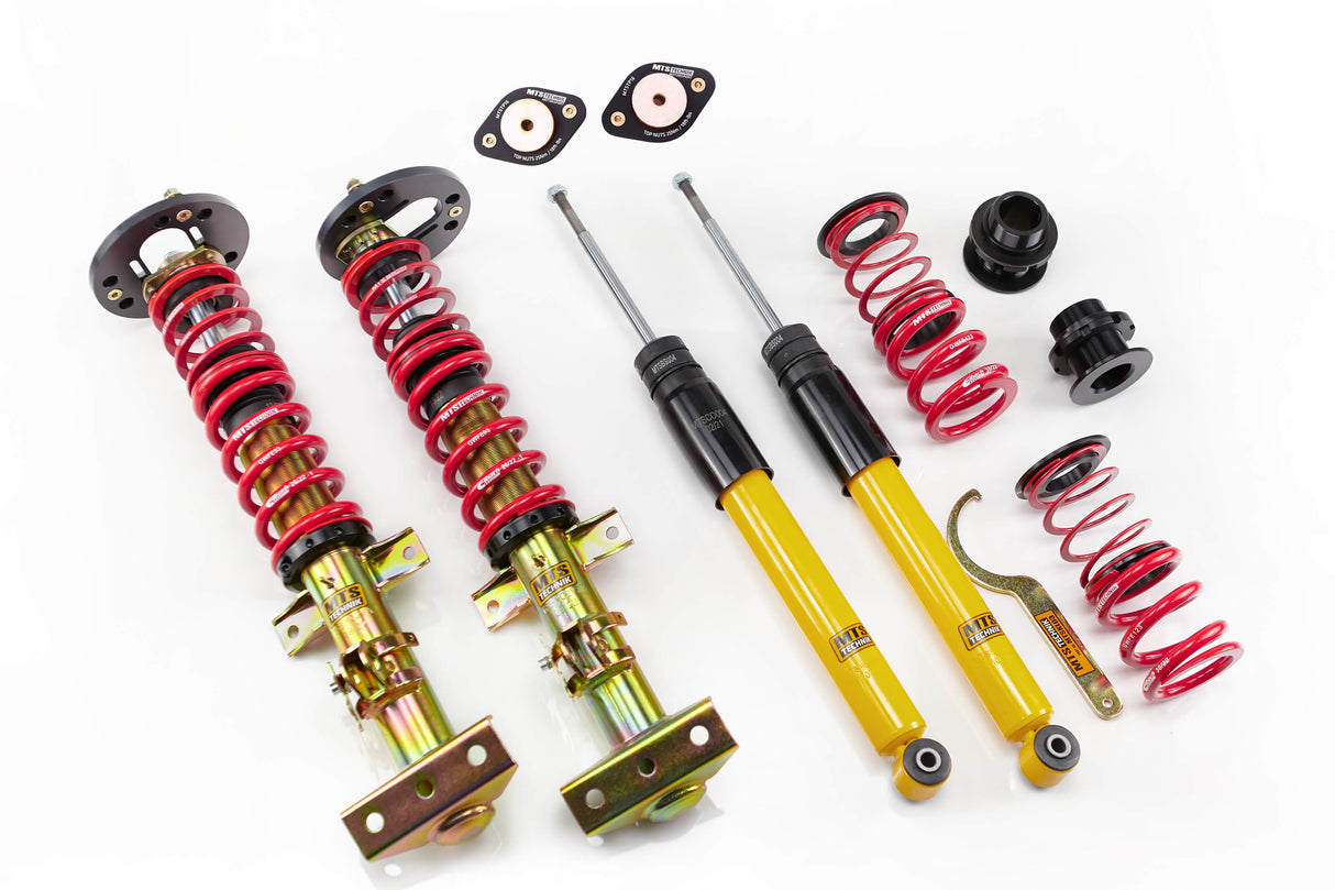 MTS Technik Street Series Coilover Kit - With Front and Rear Top Mount, Gold Housing for 1992-1999 BMW 323i (E36/E46)