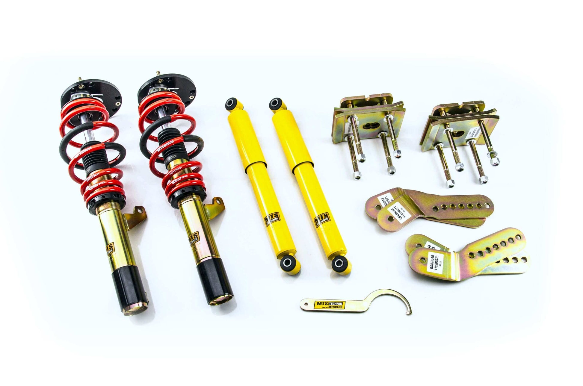 MTS Technik Street Series Coilover Kit - With Front Axle Top Mount, Gold Housing for 2014-2020 Volkswagen Caddy (2K)