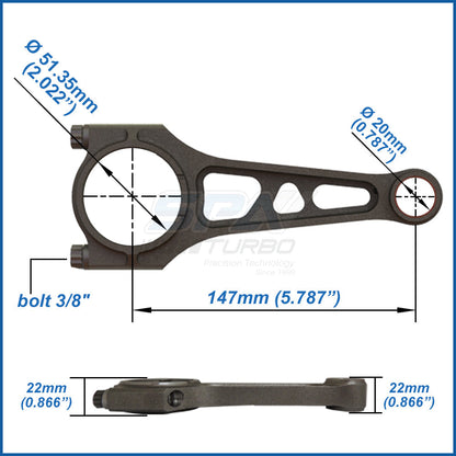 Fiat Coupe 20v 5.787" 147mm x 20mm super light con rod set