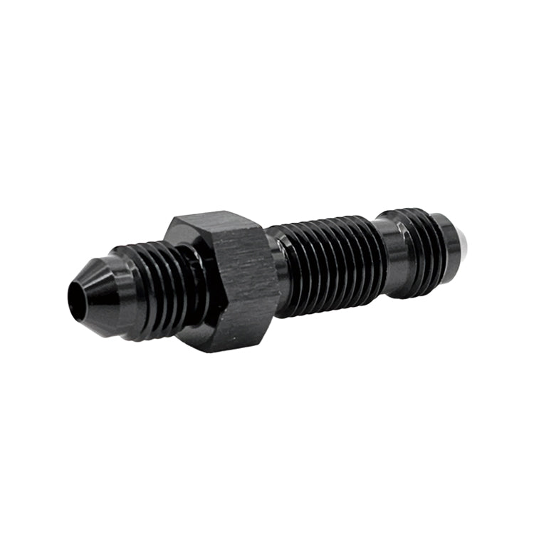-3AN Straight Male AN Flare Bulkhead Adapter, Black Hard Anodized Aluminum