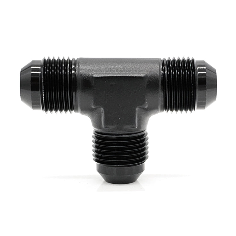 -16AN Male AN Flare Tee, Black Hard Anodized Aluminum