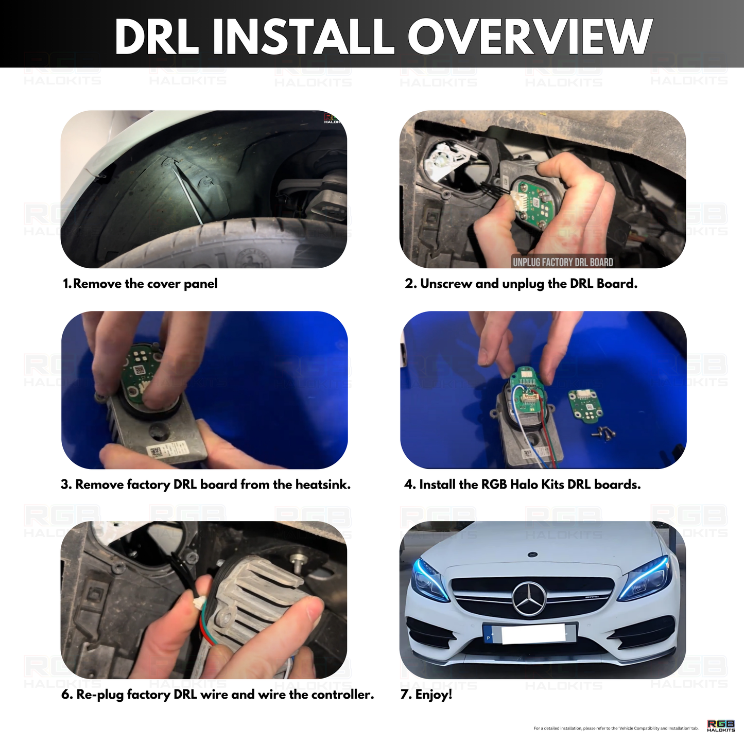 Mercedes Benz C-Class RGBW Multicolor DRL Boards (2015-2023)