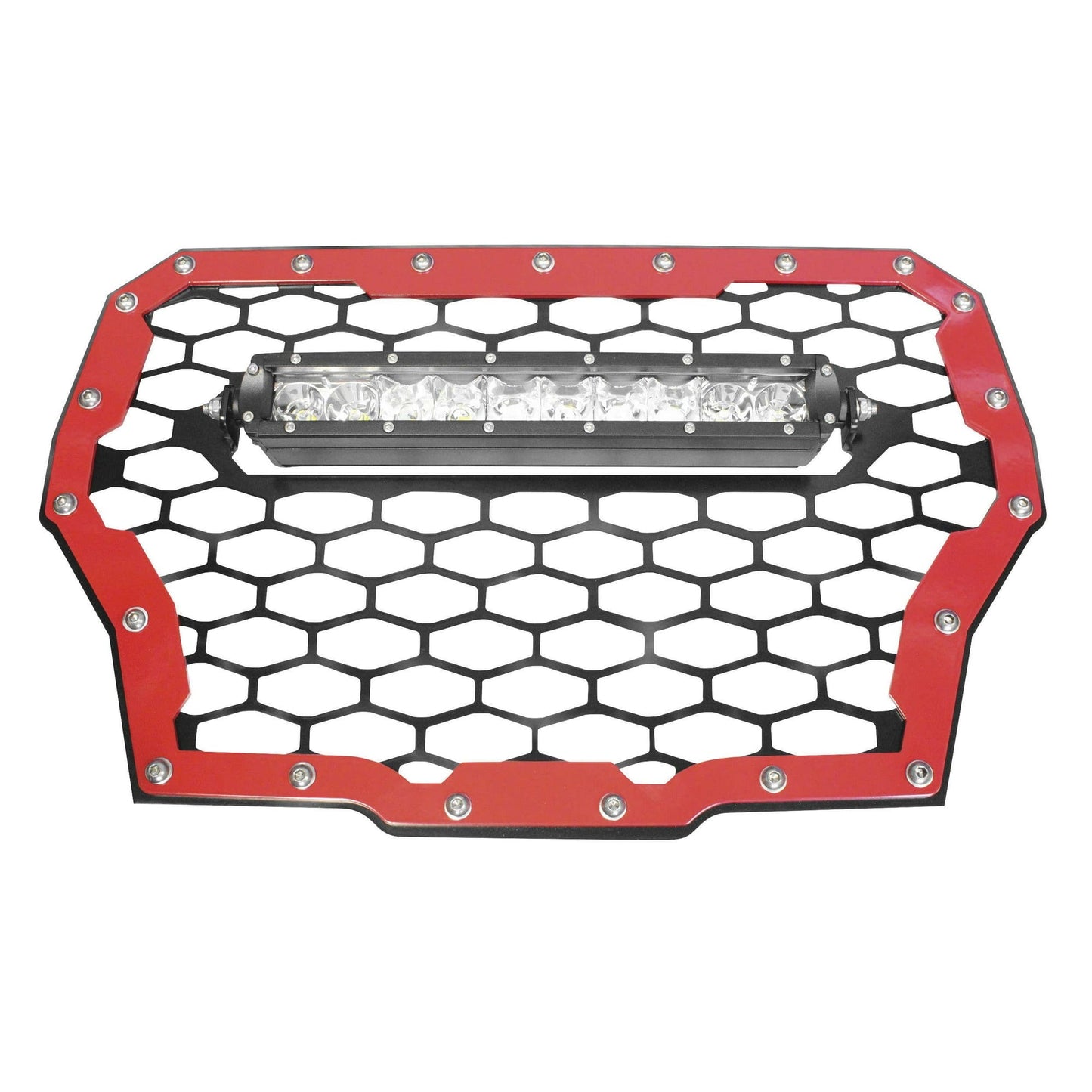ModQuad RZR-FGLS-T-RD Front Grill with 10in. Light Bar - Red