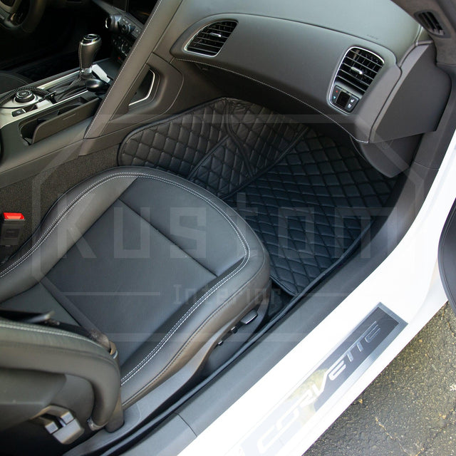 Corvette C7 Custom Premium Leather Interior Floor Mat Liners