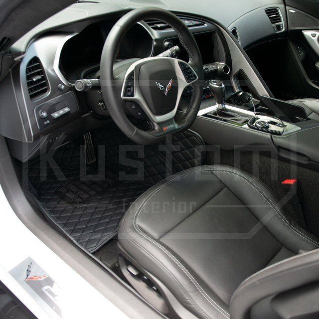 Corvette C7 Custom Premium Leather Interior Floor Mat Liners