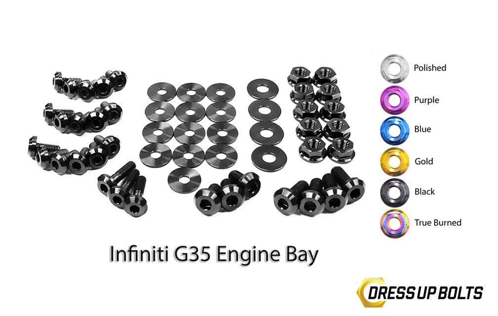 Infiniti G35 Coupe and Sedan (2003-2007) Titanium Dress Up Bolts Engine Bay Kit