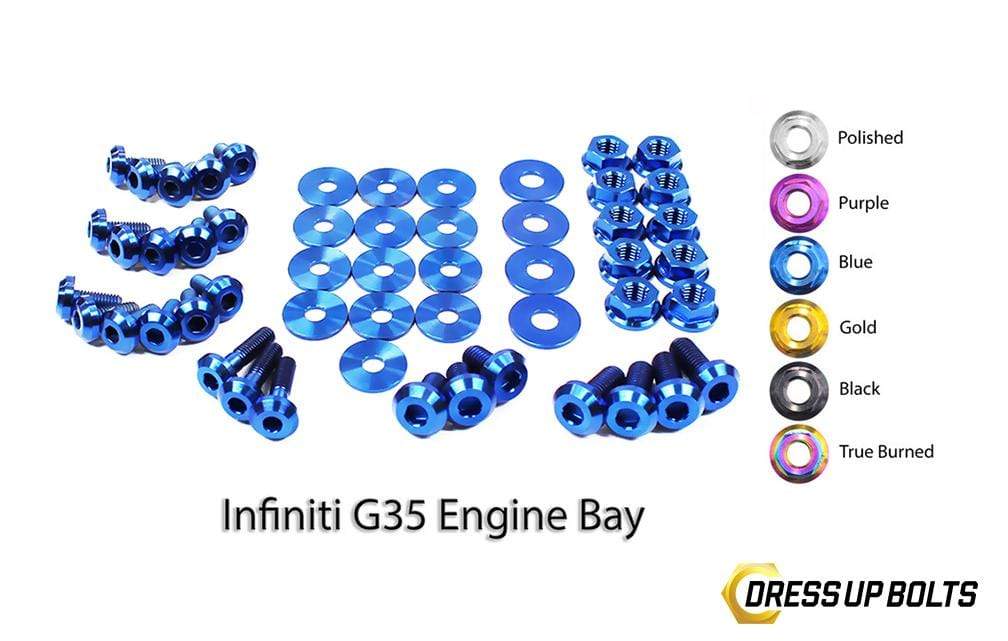 Infiniti G35 Coupe and Sedan (2003-2007) Titanium Dress Up Bolts Engine Bay Kit