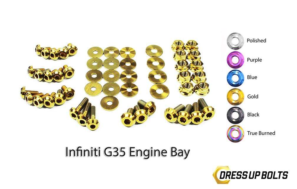 Infiniti G35 Coupe and Sedan (2003-2007) Titanium Dress Up Bolts Engine Bay Kit