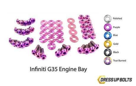 Infiniti G35 Coupe and Sedan (2003-2007) Titanium Dress Up Bolts Engine Bay Kit