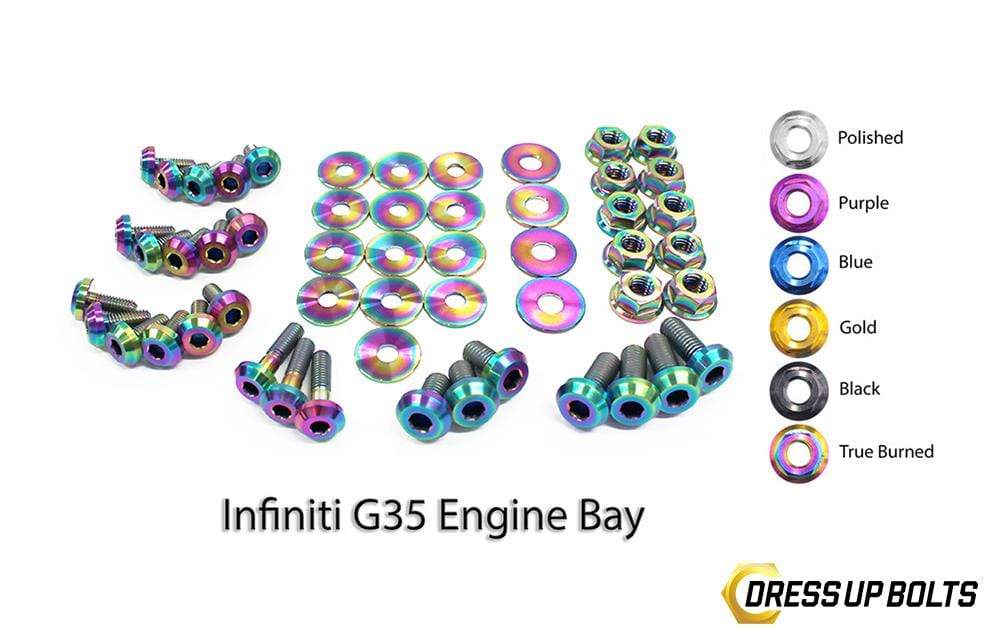 Infiniti G35 Coupe and Sedan (2003-2007) Titanium Dress Up Bolts Engine Bay Kit