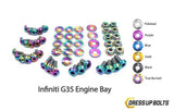 Infiniti G35 Coupe and Sedan (2003-2007) Titanium Dress Up Bolts Engine Bay Kit