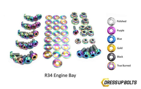 Nissan Skyline R34 (1998-2002) Titanium Dress Up Bolts Engine Bay Kit