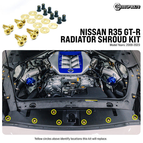 Dress Up Bolts Titanium Hardware Radiator Shroud Kit - Nissan R35 GT-R (2009-2023)