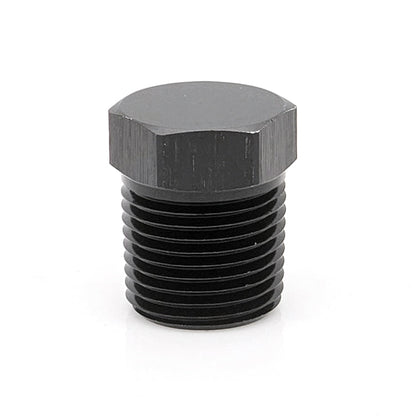 1" Male NPT Hex Plug, 6061 Aluminum, Black Hard Anodized