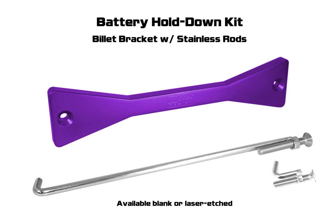 ZSPEC Battery Hold Down/Bracket for '03-09 Nissan 350z Z33, Billet w/ Stainless Hardware