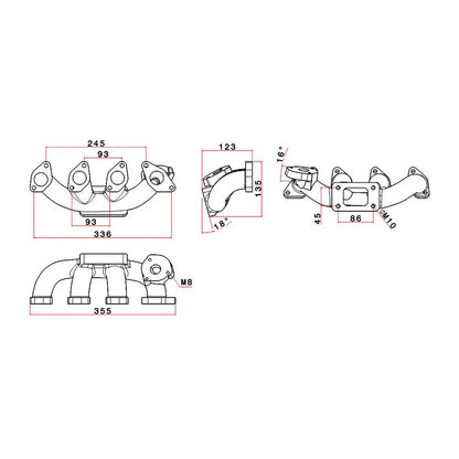 Chevy Chevette / T1000 1.4L 1.6L turbo manifold - T3 flange