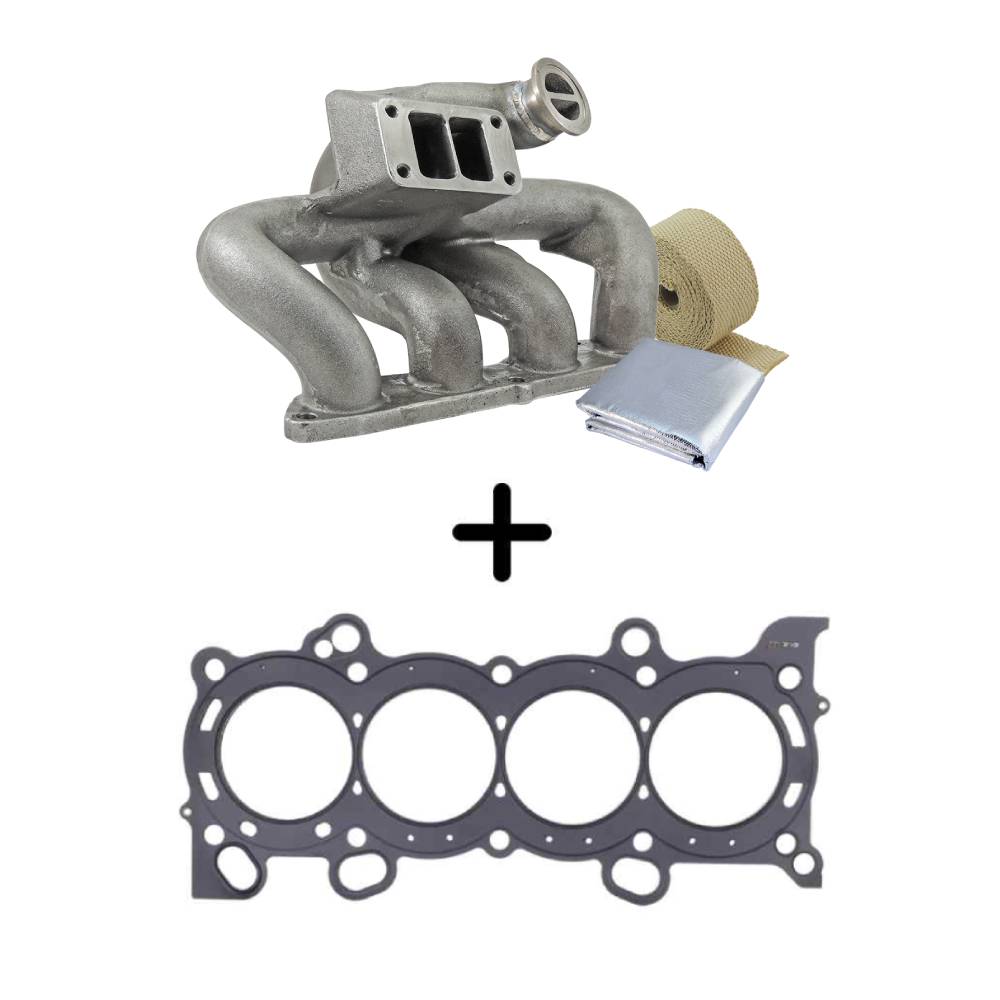 8th gen Honda Civic SI (K20 engine) TWIN SCROLL CAST TURBO MANIFOLD V-BAND WASTEGATE + .030" MLS CYLINDER HEAD GASKET, 87MM BORE