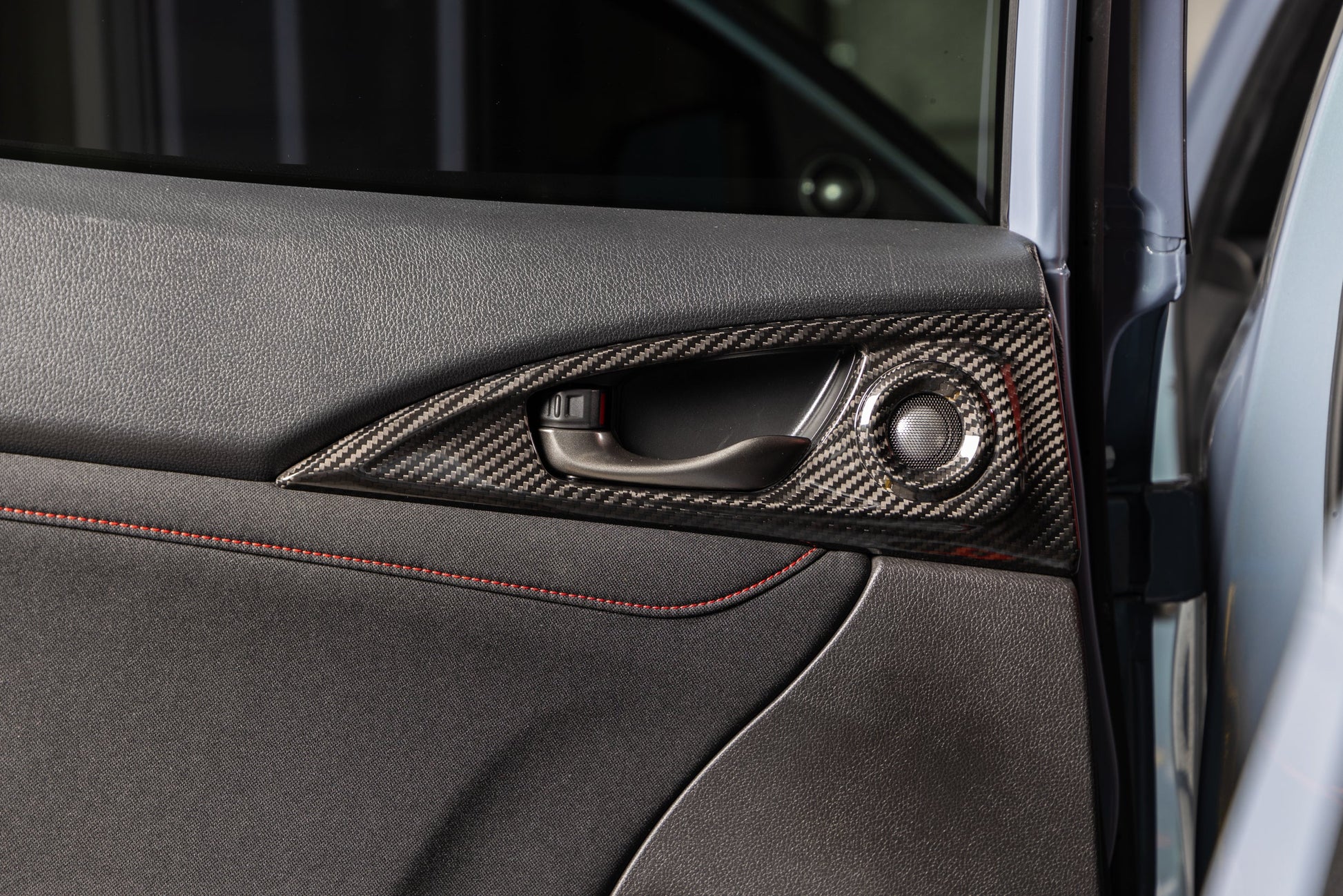 OLM LE Carbon Fiber Interior Door Handle Trim Covers (Full Set) - 2016 - 21 Honda Civic / 2017-21 Honda Civic Type R