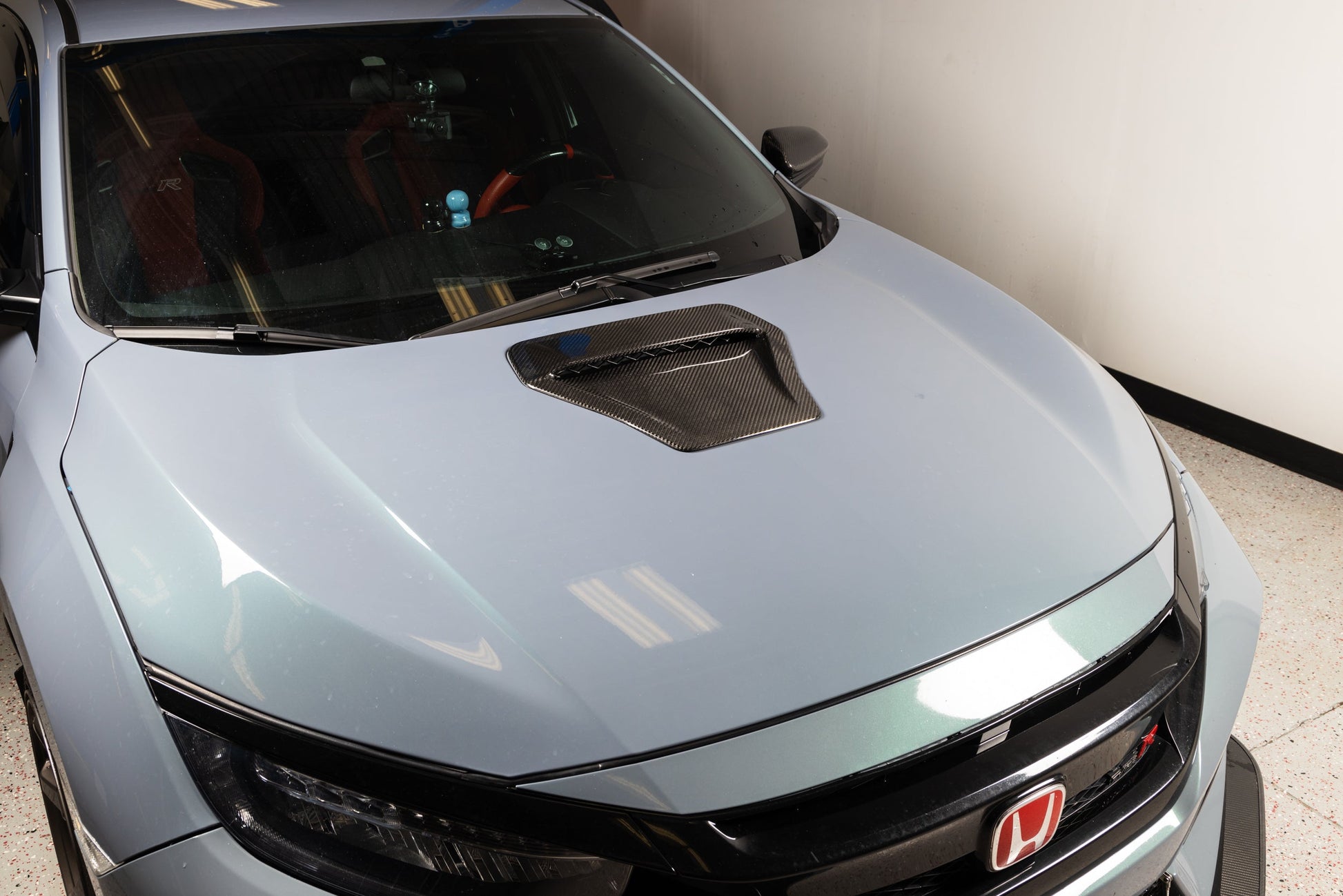 OLM LE Carbon Fiber Hood Scoop Cover - 2017 - 2021 Honda Civic Type R