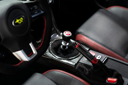 OLM Signature Series Ebrake Handle (Black Carbon w/Red) - 2015-2021 WRX & STI / 2013-2022 FR-S / BRZ / 86 / 2014-2018 Forester / 2013+ *Crosstrek