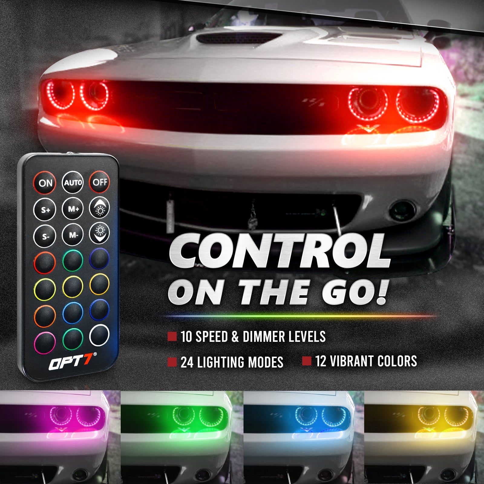 Dodge Challenger 08-23 AURA PRO Bluetooth DRL Halo RGB - Install Friendly