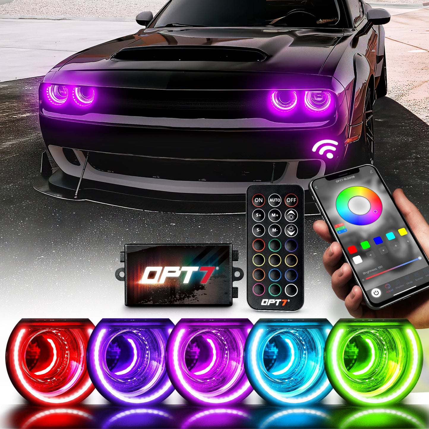 Dodge Challenger 08-23 AURA PRO Bluetooth DRL Halo RGB - Install Friendly