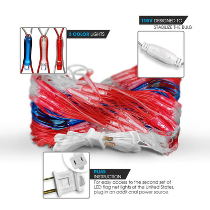 OPT7 LED American Flag Net Light Kit with 420 Super Bright LEDs