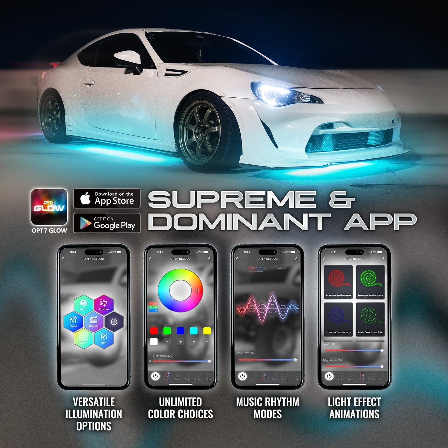 AURA Flexible LED Underglow Lighting Strip Kit