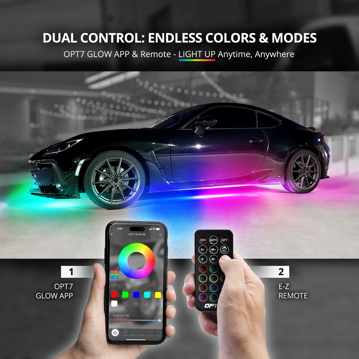 AURA Flexible LED DreamColor Underglow Lighting Strip Kit w-Remote