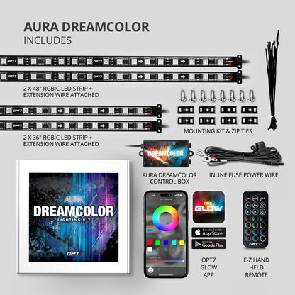 AURA Flexible LED DreamColor Underglow Lighting Strip Kit w-Remote