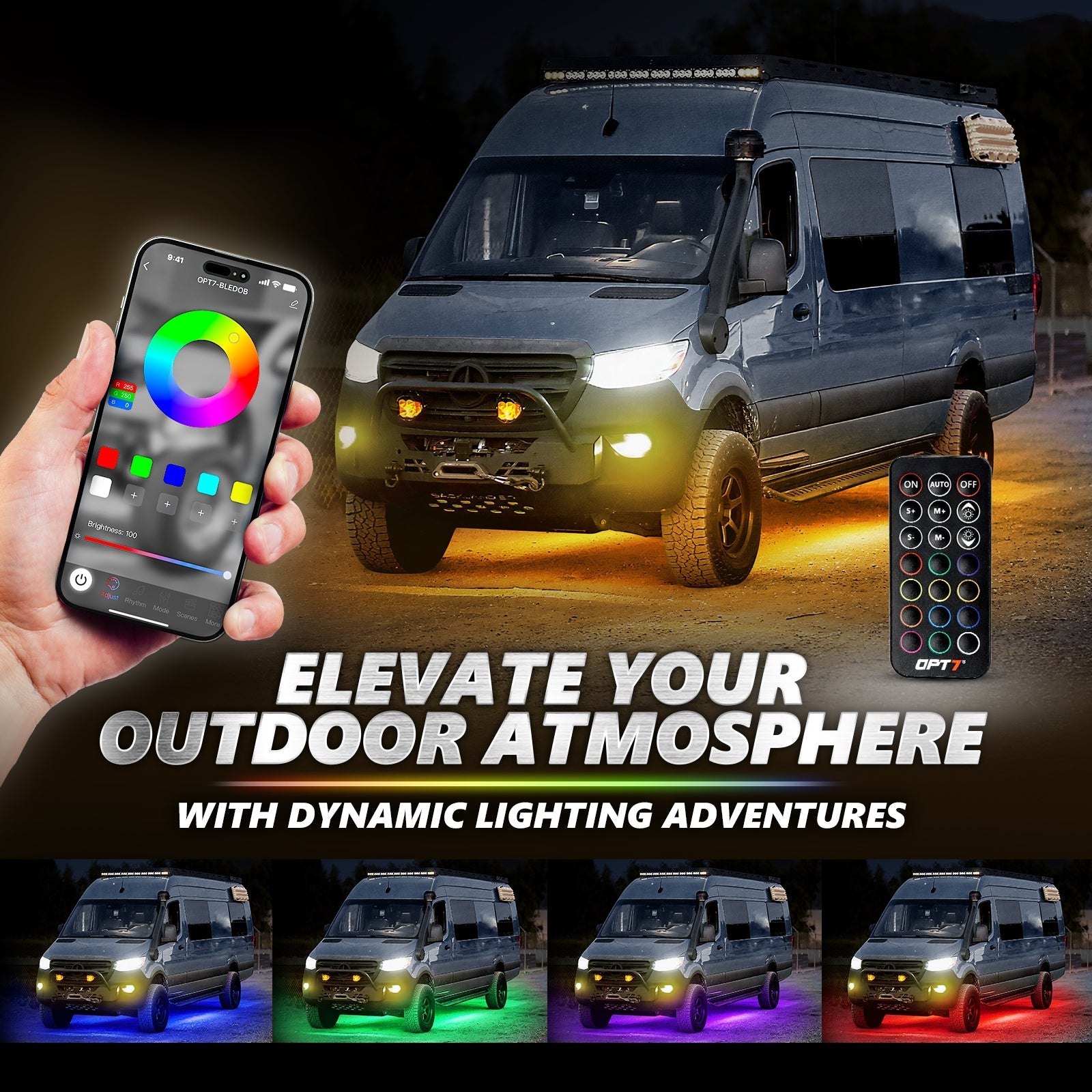 AURA PRO Class B & B+ RV Camper LED Aluminum Underglow Lighting Kit - Bluetooth Enabled APP Full Color Spectrum