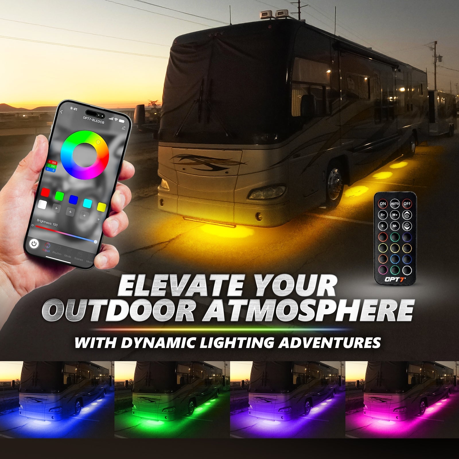 AURA PRO RV LED Aluminum Underglow Lighting Kit - Bluetooth Enabled APP Full Color Spectrum