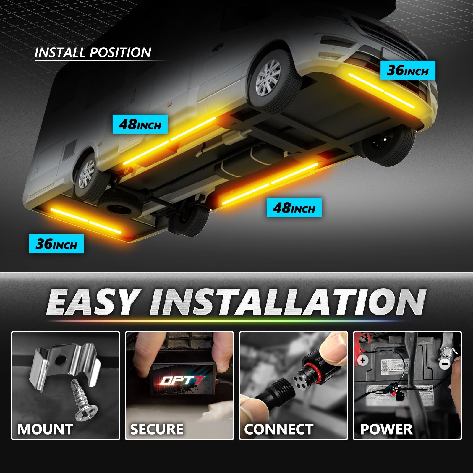 AURA PRO RV LED Aluminum Underglow Lighting Kit - Bluetooth Enabled APP Full Color Spectrum
