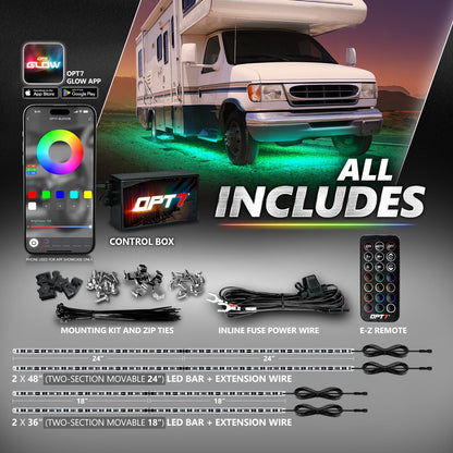AURA PRO RV LED Aluminum Underglow Lighting Kit - Bluetooth Enabled APP Full Color Spectrum