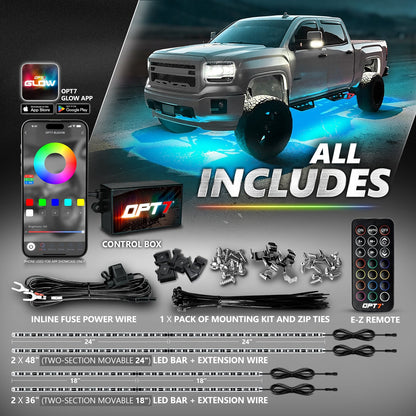 AURA PRO Truck LED Aluminum Underglow Lighting Kit - Bluetooth Enabled APP Full Color Spectrum