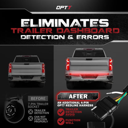 OPT7 Redline Parlux Triple Tailgate Light Bar 60" Bundle for Chevy Silverado-GMC Sierra 1500 19-21 Connect Harness
