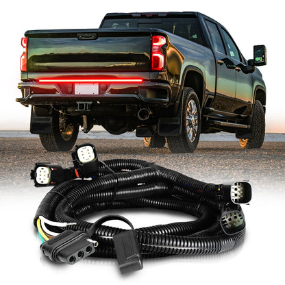 OPT7 Redline Parlux Triple Tailgate Light Bar 60" Bundle for Chevy Silverado-GMC Sierra 1500 19-21 Connect Harness