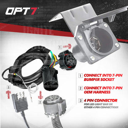 OPT7 Redline Dual 7-Pin Splitter with Reverse Wire to 43 Inches 4-Pin Extension Adapter Harness