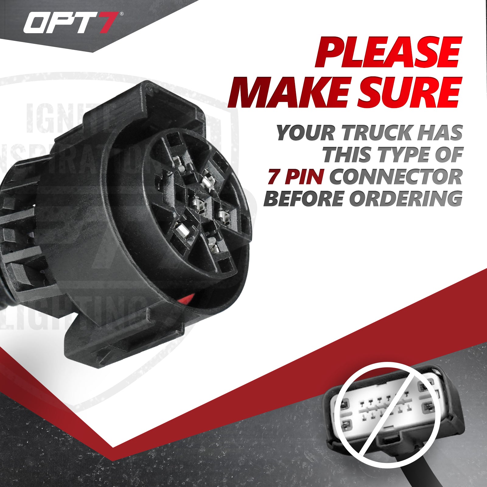 OPT7 Redline Dual 7-Pin Splitter with Reverse Wire to 43 Inches 4-Pin Extension Adapter Harness