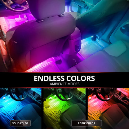 AURA DreamColor Double Row LED Interior Ambient Lighting Kit (4 x 12 Inch or 6 x 12-Inch) - Bluetooth APP and Remote Enabled Full Color Spectrum