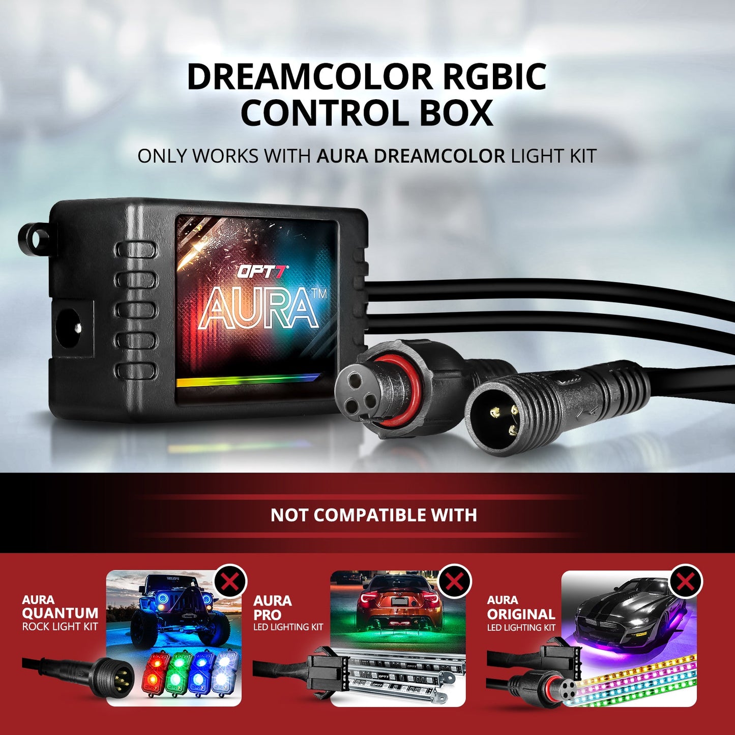 AURA DreamColor Double Row LED Interior Ambient Lighting Kit (4 x 12 Inch or 6 x 12-Inch) - Bluetooth APP and Remote Enabled Full Color Spectrum