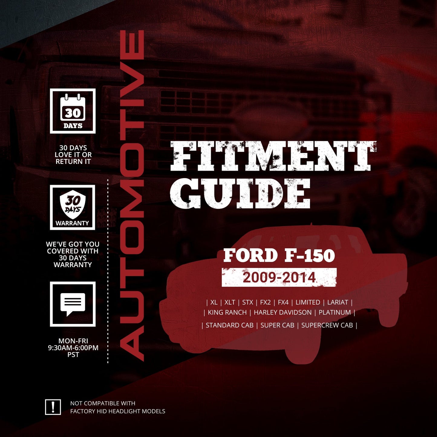 OPT7 09-14 F150 Black AURA RGB-W DRL LED Tube Headlights Projector -Bluetooth BUILT IN Full Color