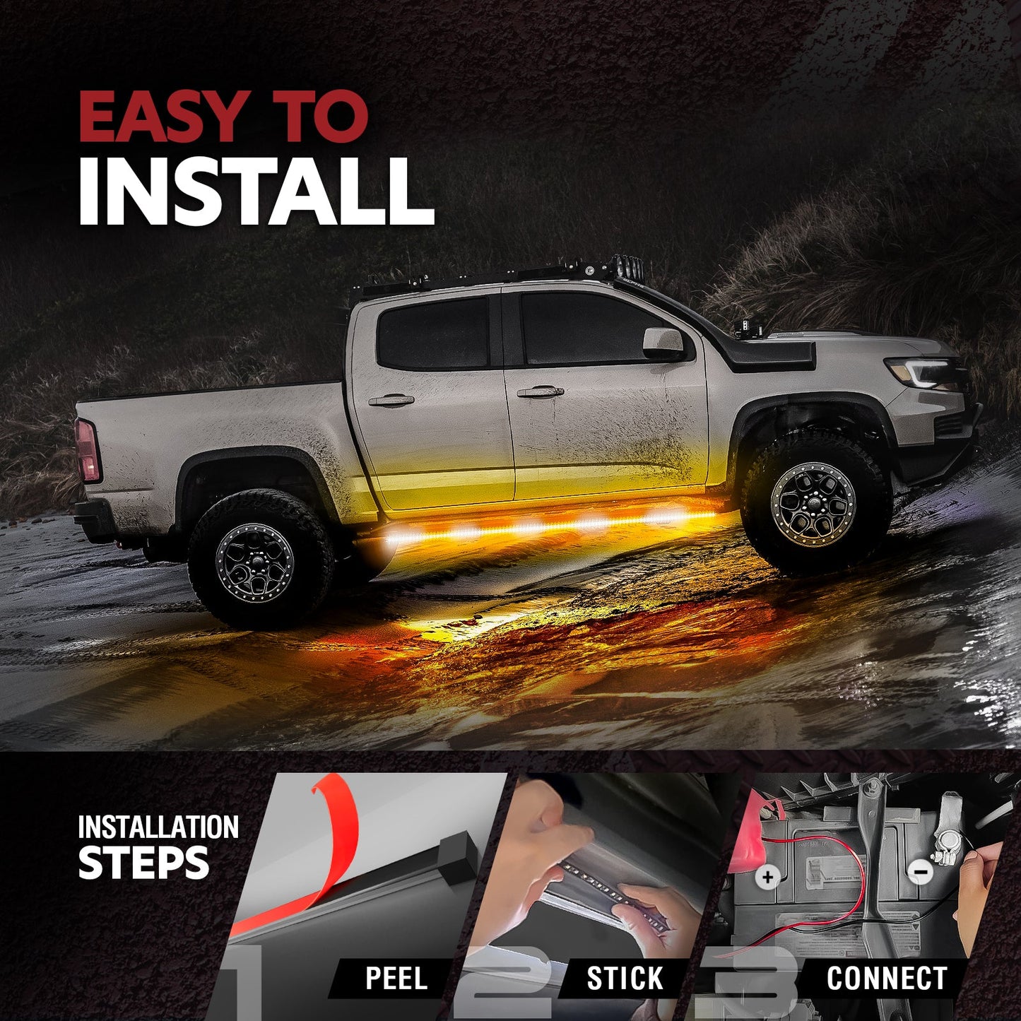 Sidekick Running Board Light Flexible 2PC with Warning Mode