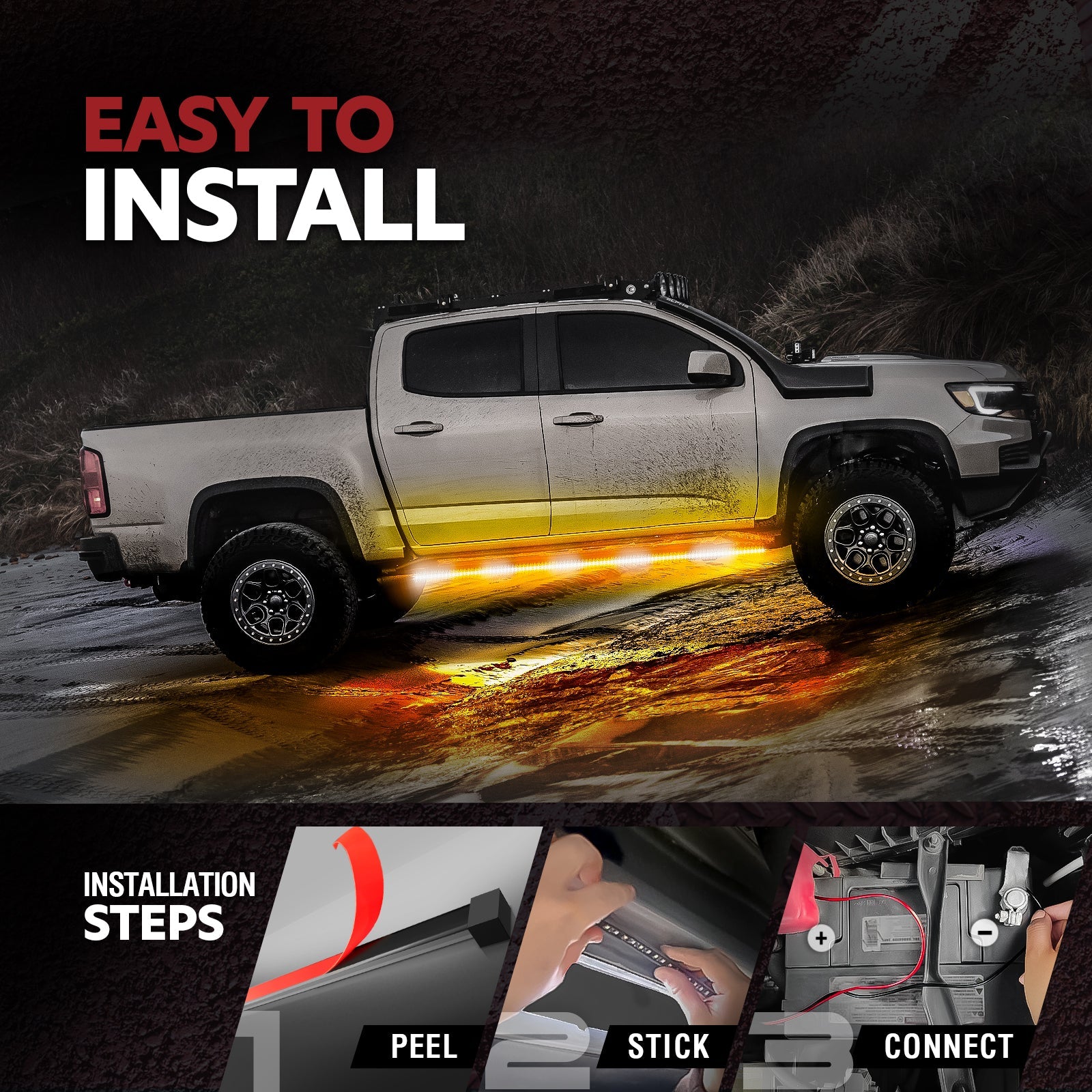 Sidekick Running Board Light Flexible 2PC with Warning Mode