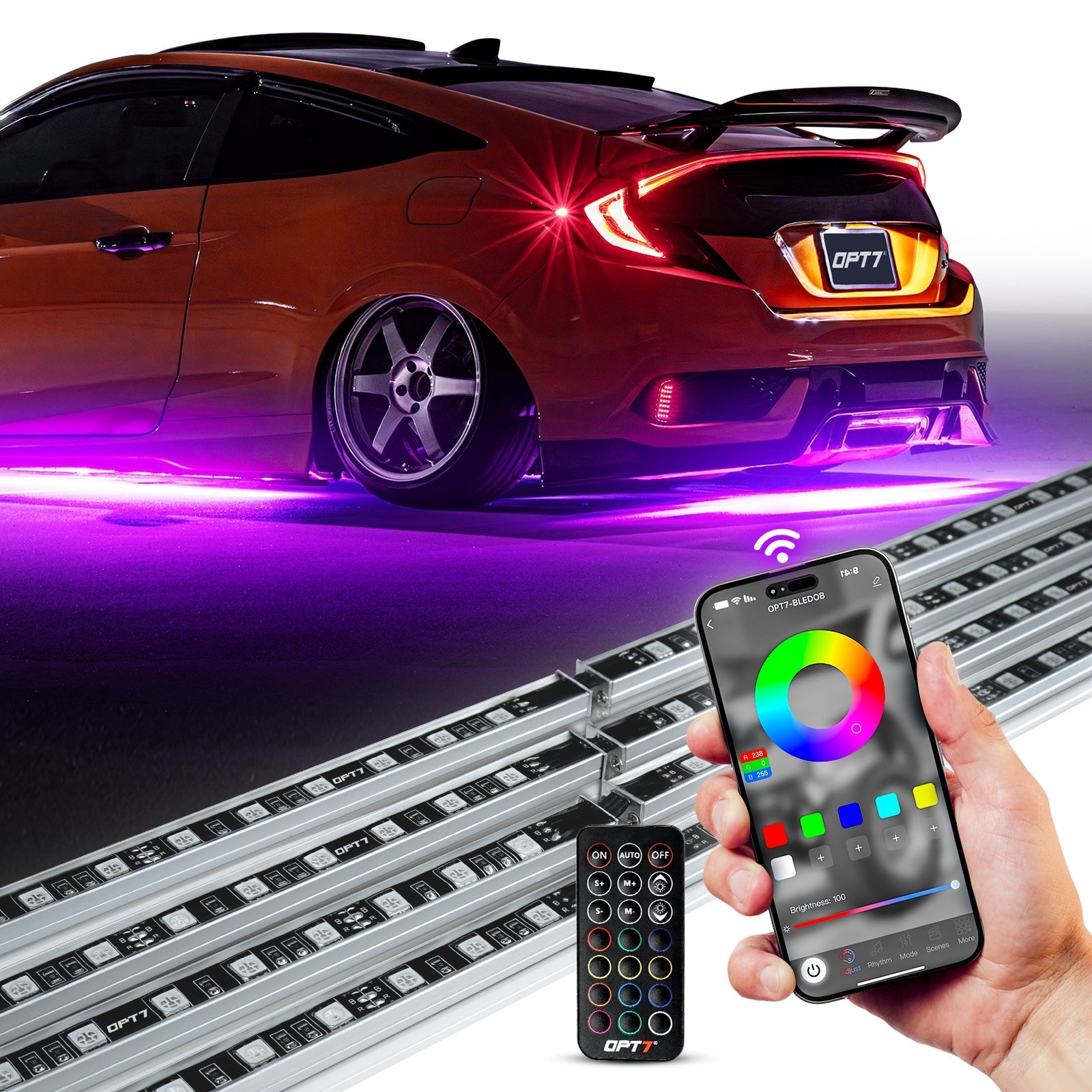 AURA PRO LED Aluminum Underglow Lighting Kit Bluetooth Enabled App